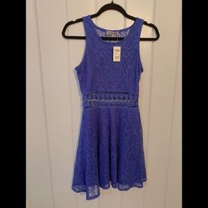 Blue Lace and Crochet Skater Dress